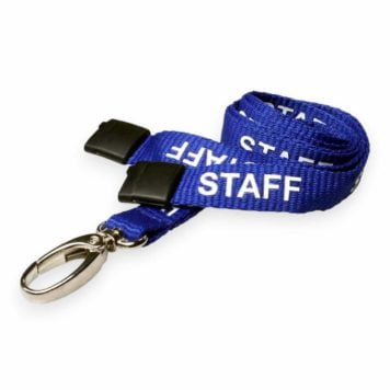 15mm Royal Blue Staff Lanyards with Breakaway & Metal Lobster Clip