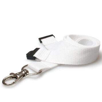 20mm Lanyard with Safety Breakaway & Trigger Clip (White)