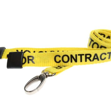 15mm Yellow Contractor Lanyards with Metal Lobster Clip