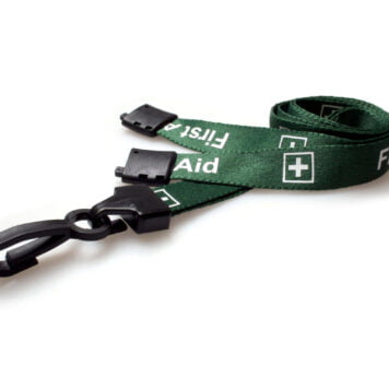 Green First Aid Lanyard with Plastic J Clip