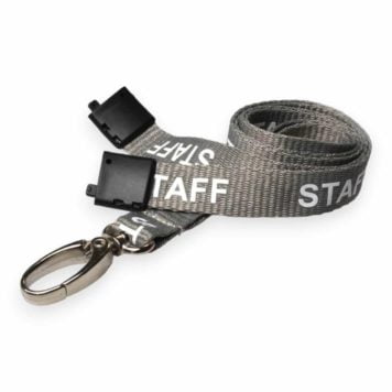 15mm Grey Staff Lanyards with Breakaway & Metal Lobster Clip