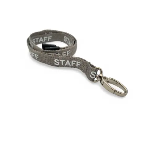 15mm Grey Staff Lanyards with Breakaway & Metal Lobster Clip