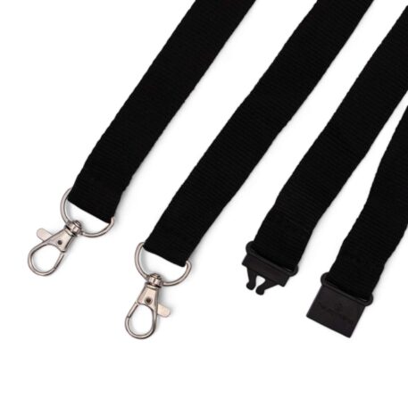 20mm Black Double Clip Lanyard with Safety Breakaway