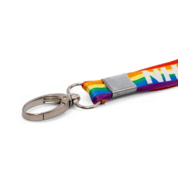 20mm Rainbow NHS Lanyards with Metal Lobster Clip & Double Breakaway