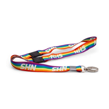 20mm Rainbow NHS Lanyards with Metal Lobster Clip & Double Breakaway